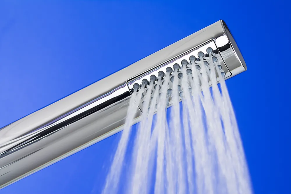 Shower head with water jet. Test your drinking water with the water testing kits from IVARIO.